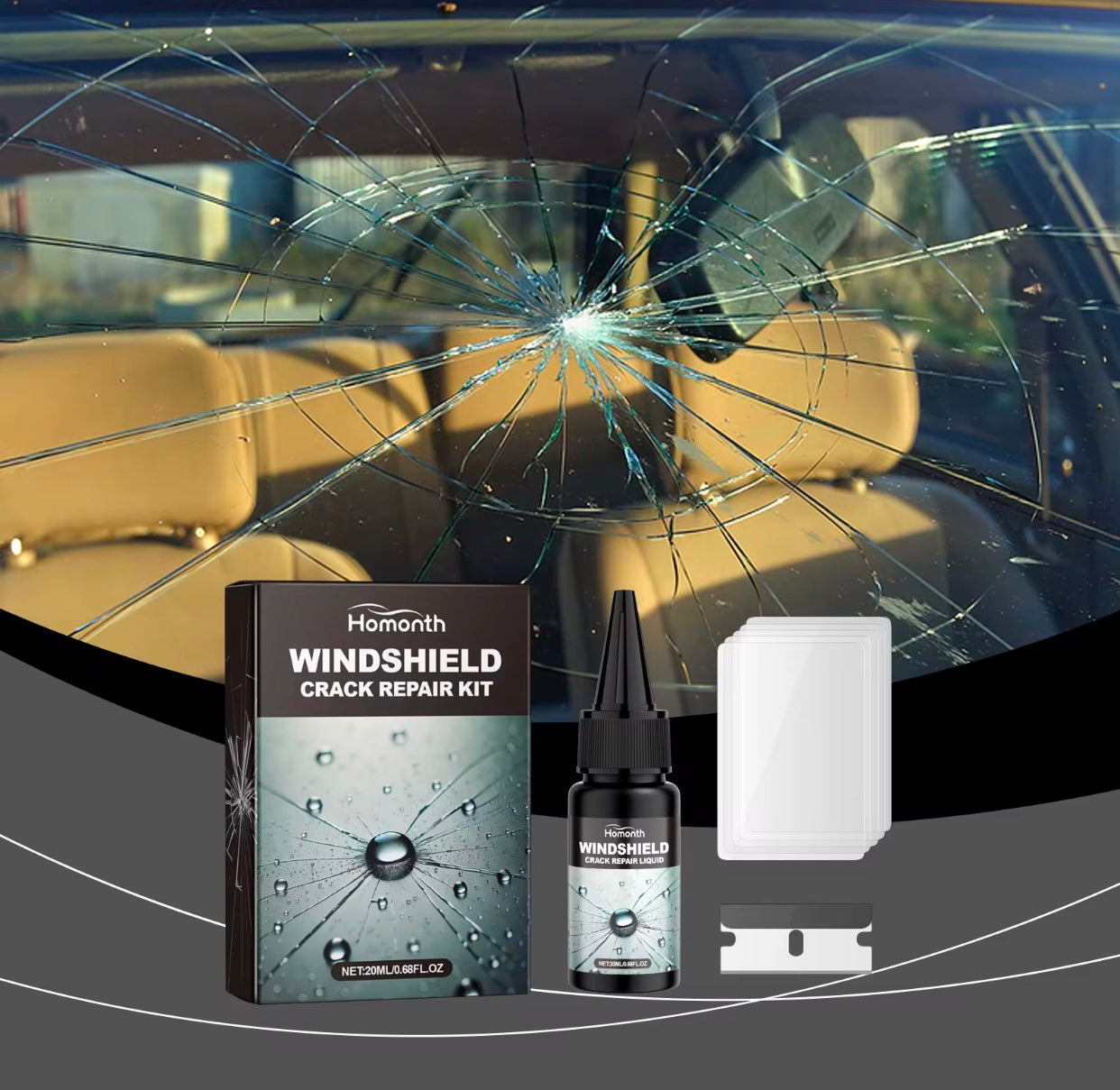 Kit de résine de réparation de pare-brise de pare-brise de voiture Outil de fixation de fenêtre de véhicule automatique