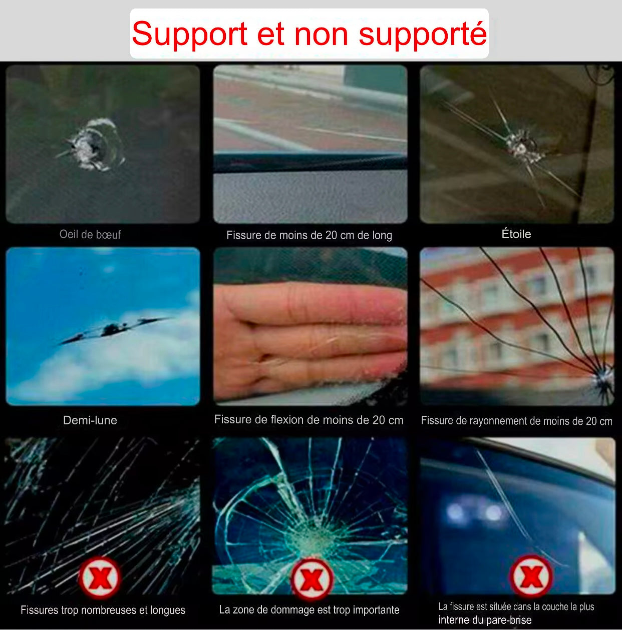 Kit de résine de réparation de pare-brise de voiture Outil de fixation de fenêtre de véhicule automatique ( 5 ml )