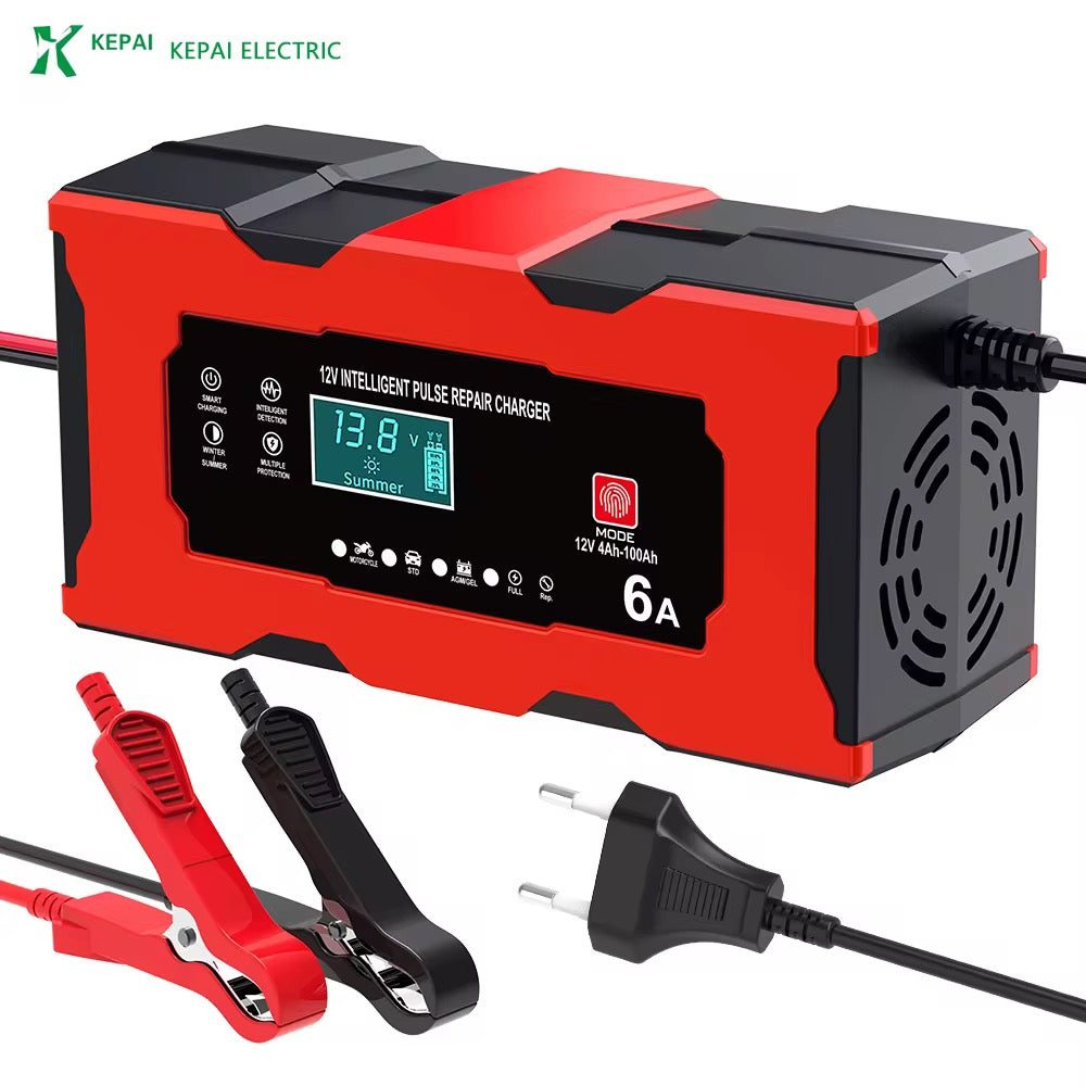 Chargeur de batterie portatif 10A, 12V/4Ah-100Ah