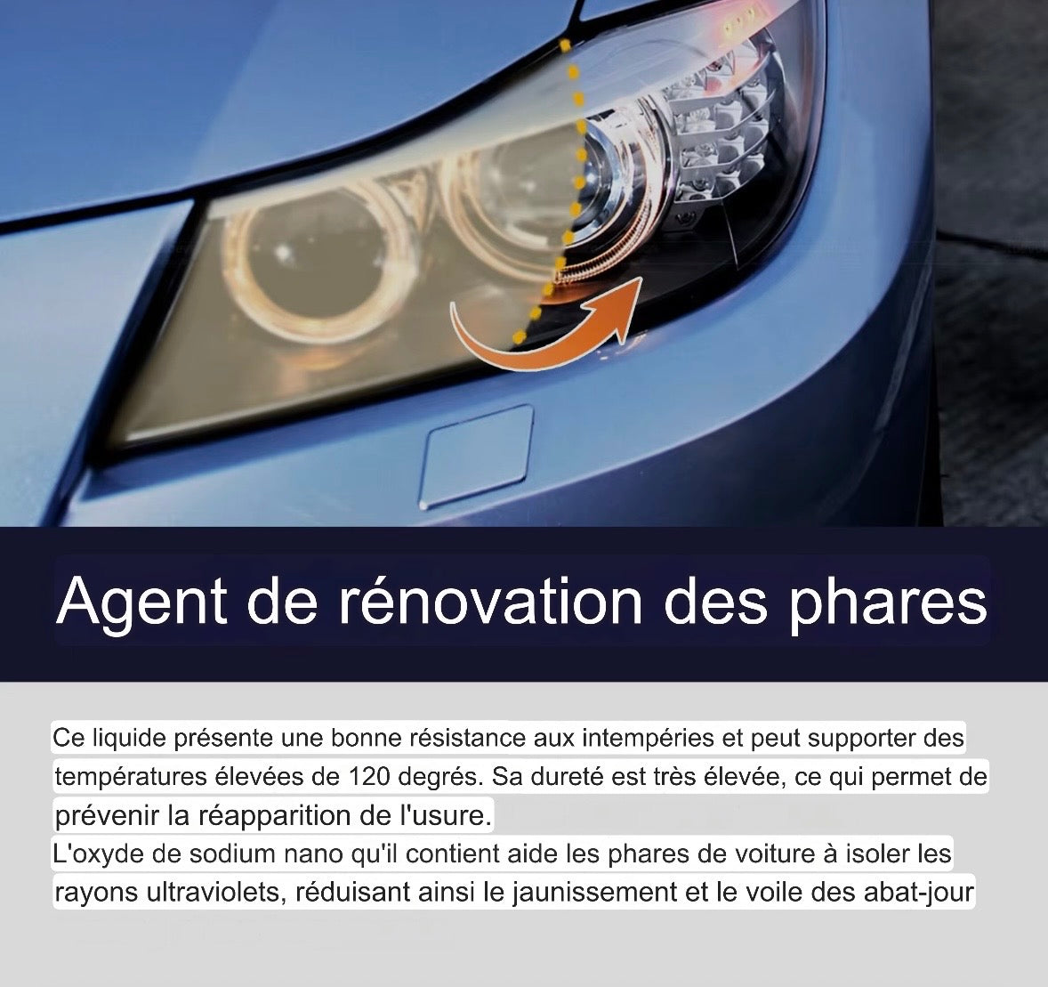 Rayhong, Kit de remise a neuf et restauration  de phare de voiture 100 ml